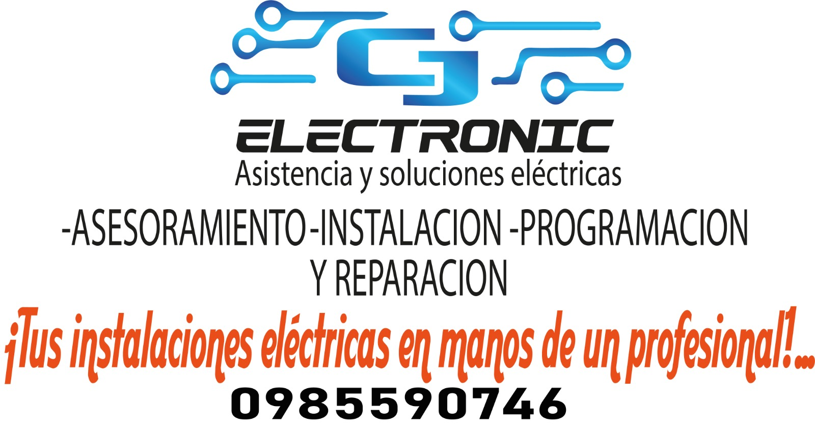 Anuncio de CjElectronic con sus servicios, contacto y número de WhatsApp
